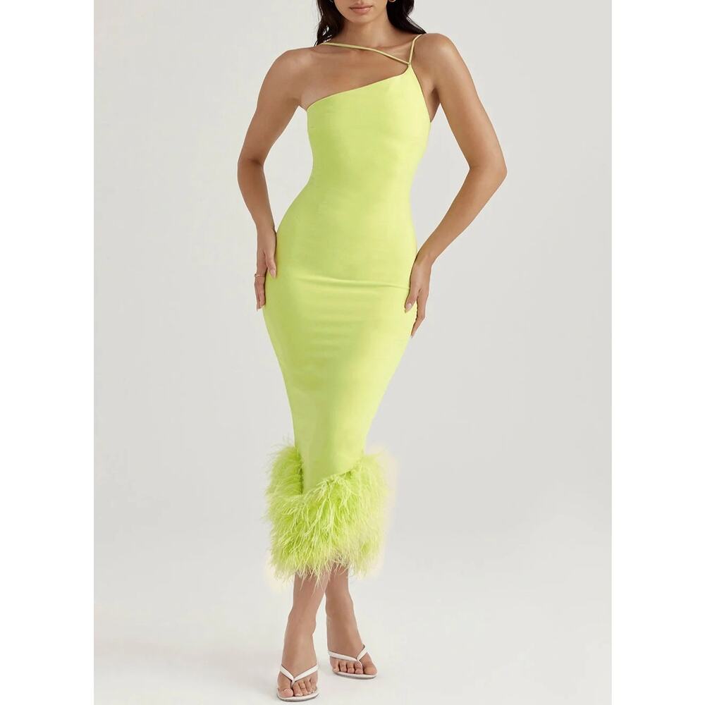 House of CB Alessia Lime Midi Dress Size XS